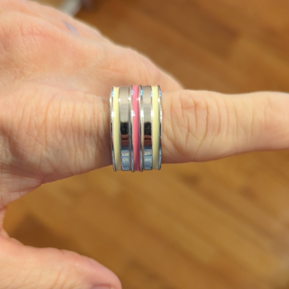 Lia Sophia Silver and Pink Band Ring